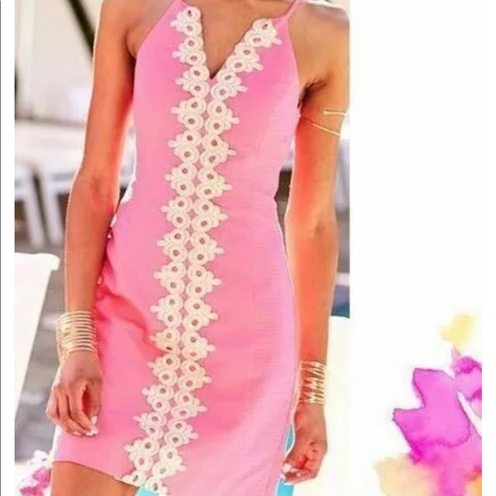 Lilly Pulitzer pearl shift dress bungalow pink - Picture 2 of 7